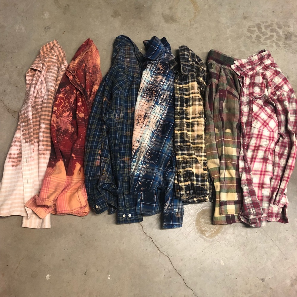 Distressed Bleached Vintage Button Down Flannel - Picture 2 of 4